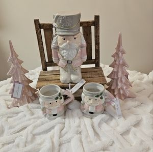 COPY - Pastel Pink Grey Nutcracker Canister/ Mug/Measuring Cups Complete Set PI…